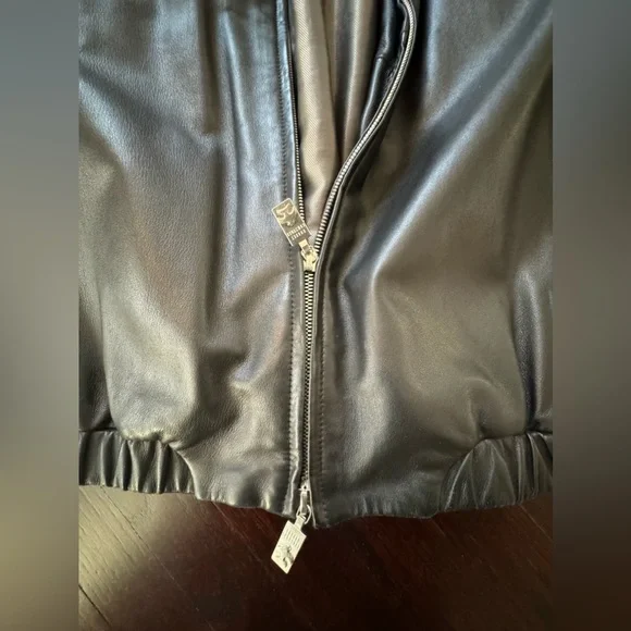 Robert Comstock Leather Bomber Jacket LAMB SKIN Black Size Large